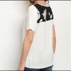 Ivory with black print top